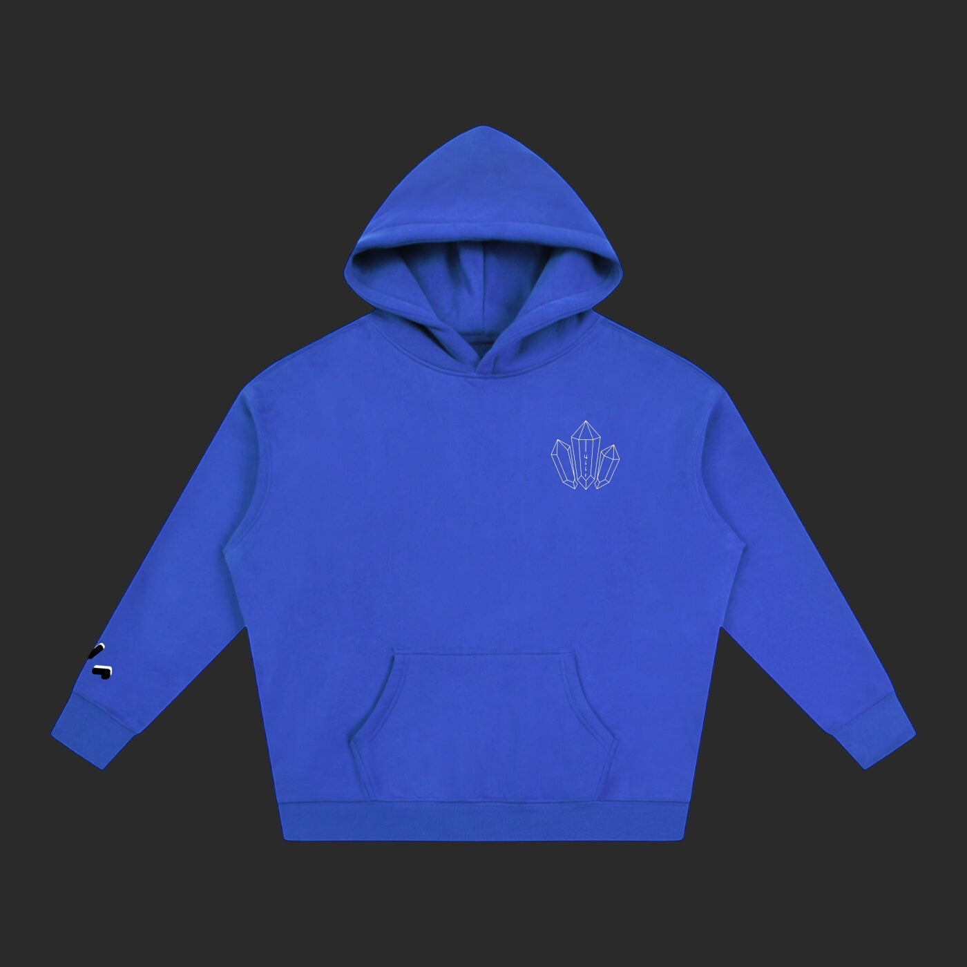 4iir blue Revenge hoodie featuring a small white graphic on the chest and sleeve detail in a thick cotton blend.