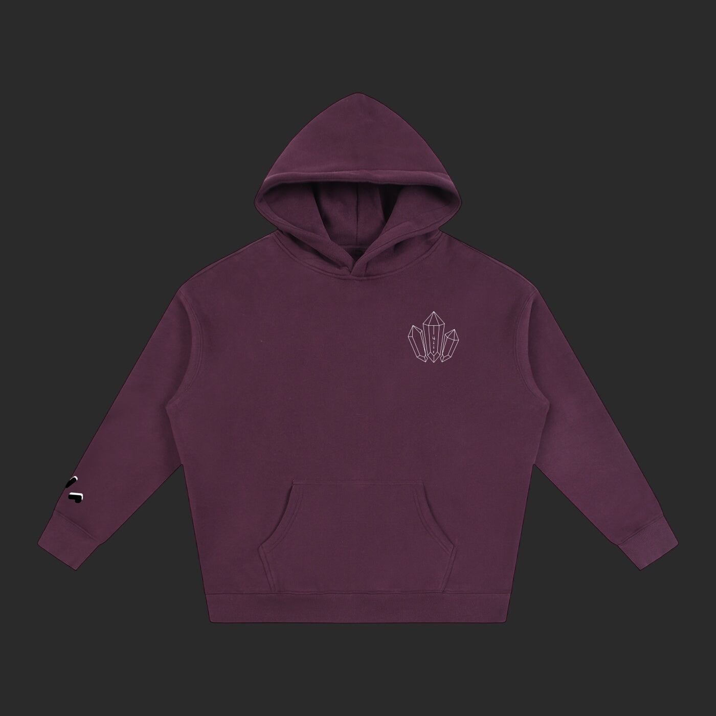 4iir dark purple thick cotton-blend hoodie with a small white crystal graphic on the chest and sleeve detail.