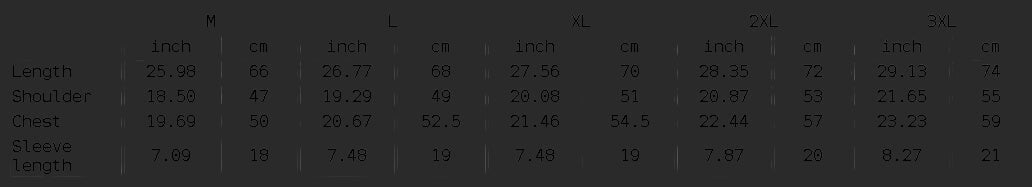 4iir Normie T size chart showing length, shoulder, chest, and sleeve measurements in inches and centimeters.