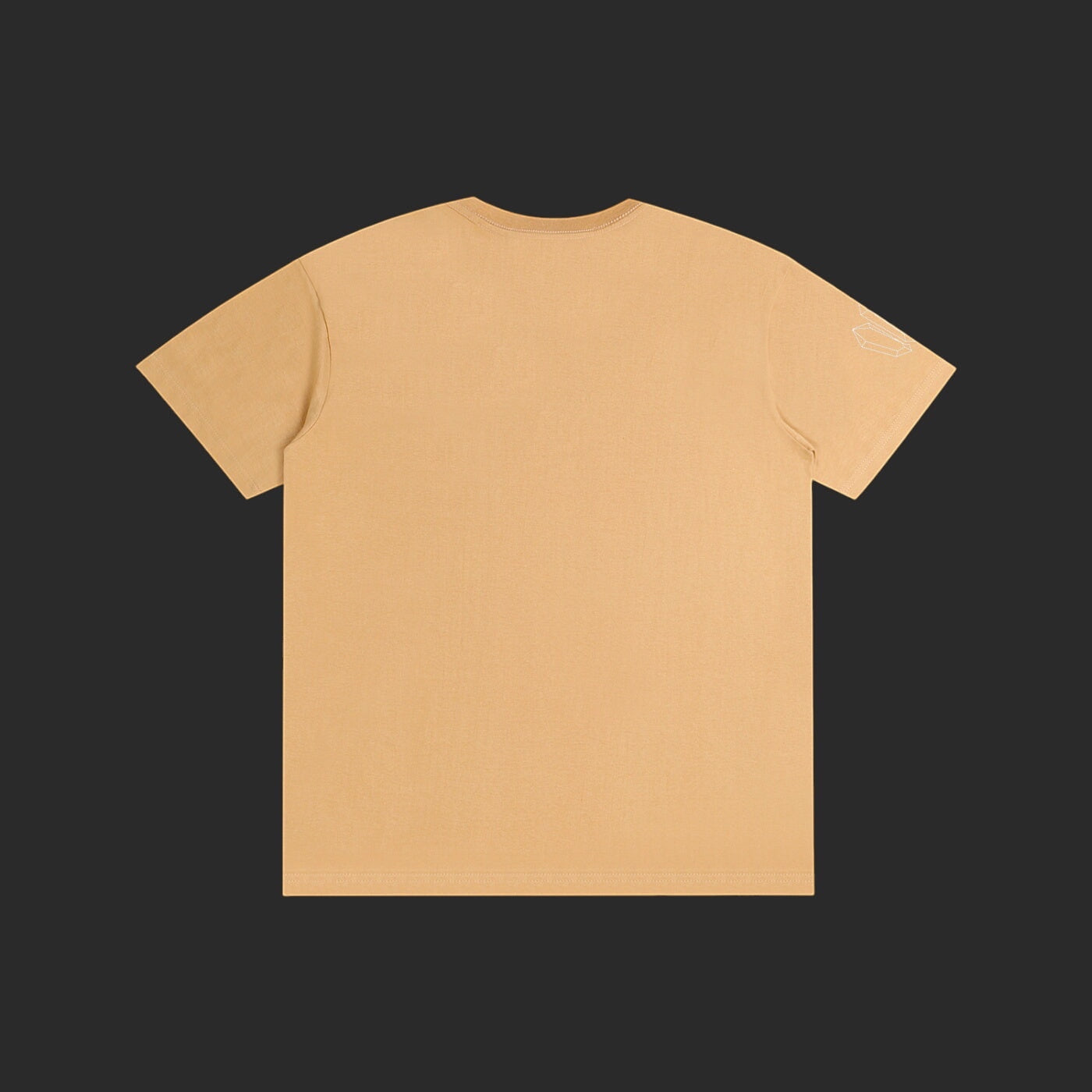 4iir Normie T tan cotton t-shirt, back view with small white graphic detail on the sleeve.