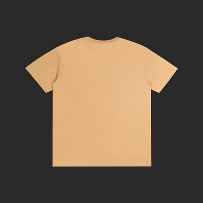 4iir Normie T tan cotton t-shirt, back view with small white graphic detail on the sleeve.