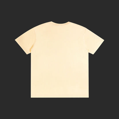 4iir Normie T light yellow cotton t-shirt, back view, featuring a minimalist design on a plain background.