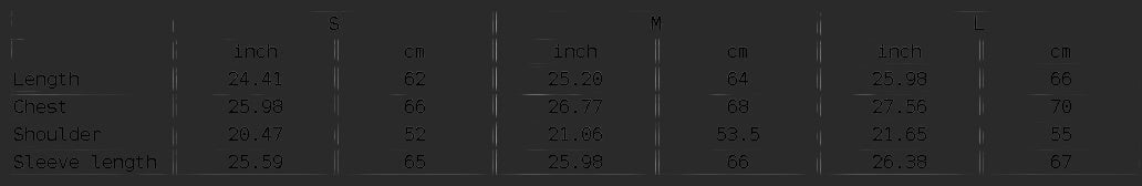 4iir Pink Cloud Sweater size chart with length, chest, shoulder, and sleeve measurements in inches and centimeters.