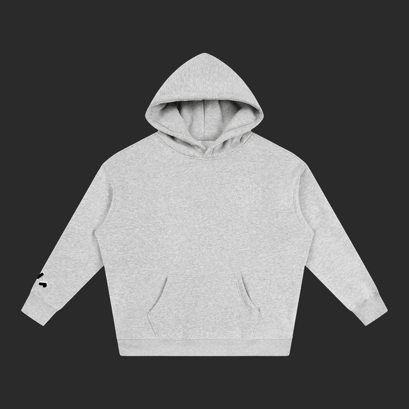 4iir Revenge hoodie in heather grey with a thick cotton-blend fabric, featuring a subtle Medusa chest graphic.