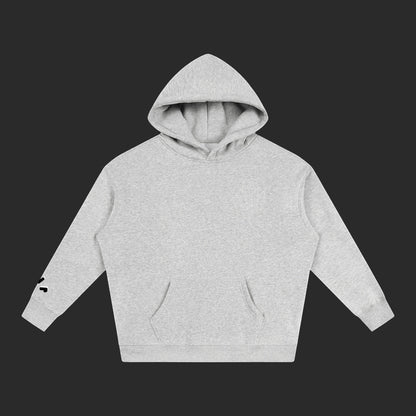 4iir Revenge hoodie in heather grey with a thick cotton-blend fabric, featuring a subtle Medusa chest graphic.