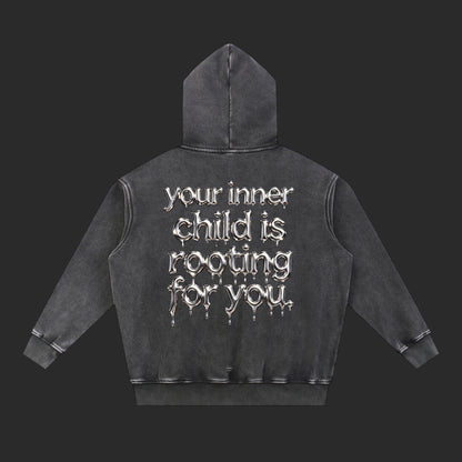 Snow Wash Fleece Oversize Drip Hoodie