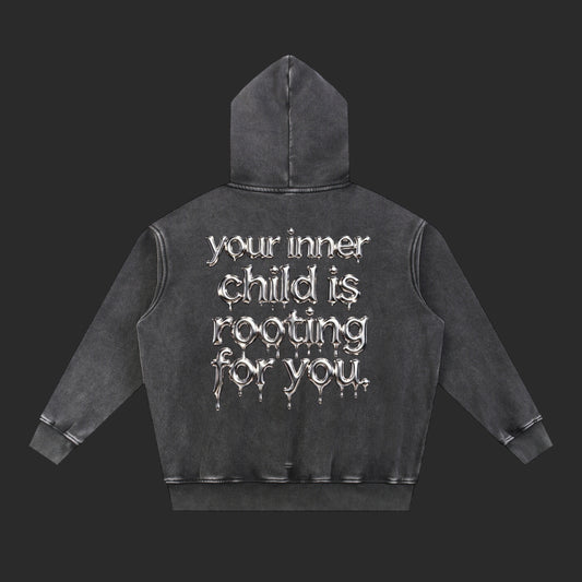 Snow Wash Fleece Oversize Drip Hoodie