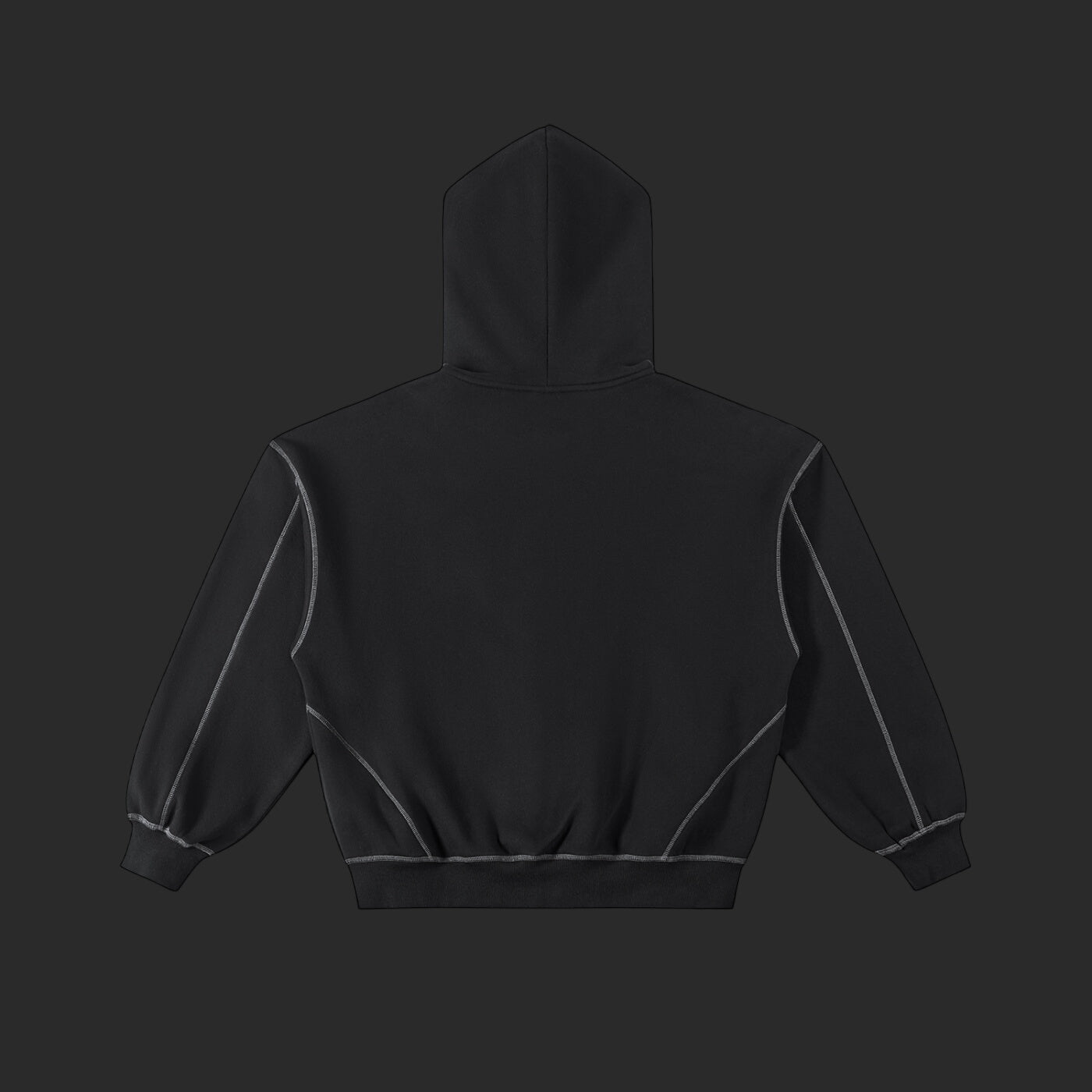Contrast-Stitched Boxy Fleece Zip Hoodie