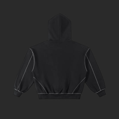 Contrast-Stitched Boxy Fleece Zip Hoodie